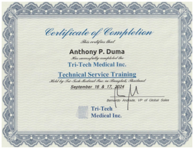 TTMI-ID Certified Maintenance Specialist certificate