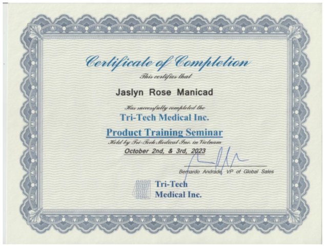 1st Tri-Tech University — Southeast Asia Edition certificate