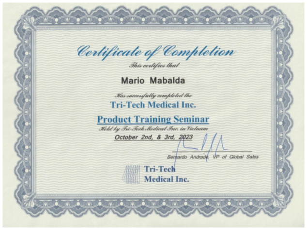 1st Tri-Tech University — Southeast Asia Edition certificate