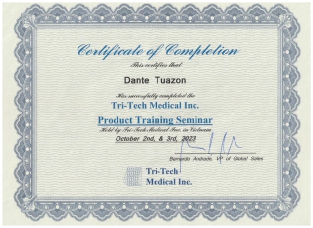1st Tri-Tech University — Southeast Asia Edition certificate